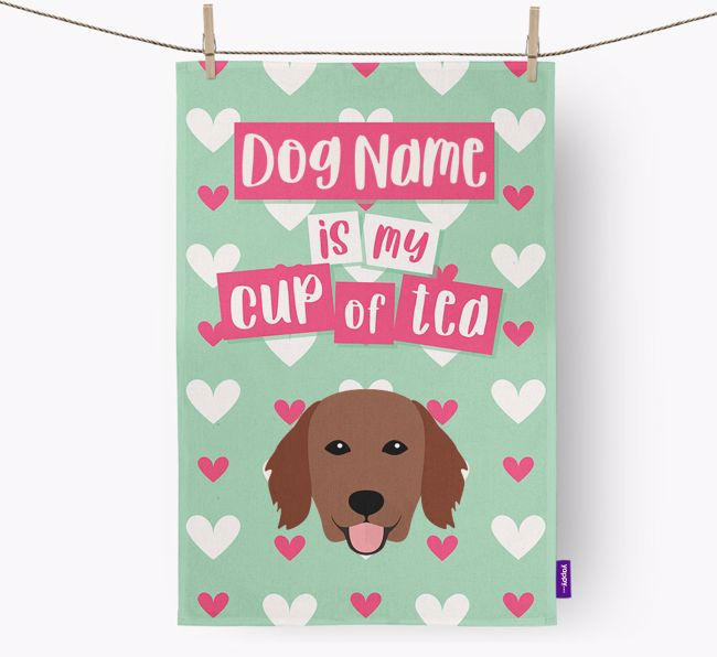 '{dogsName} is my cup of tea' Dish Towel with {breedFullName} Icon